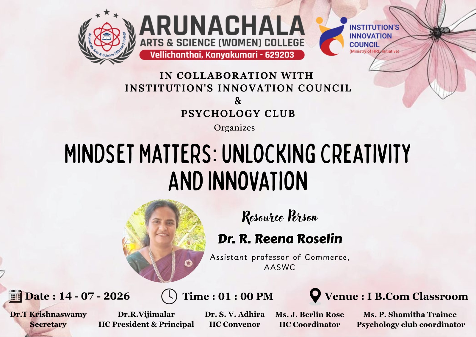 Mindset Matters: Unlocking Creativity and Innovation | IIC & Psychology Club | AASWC